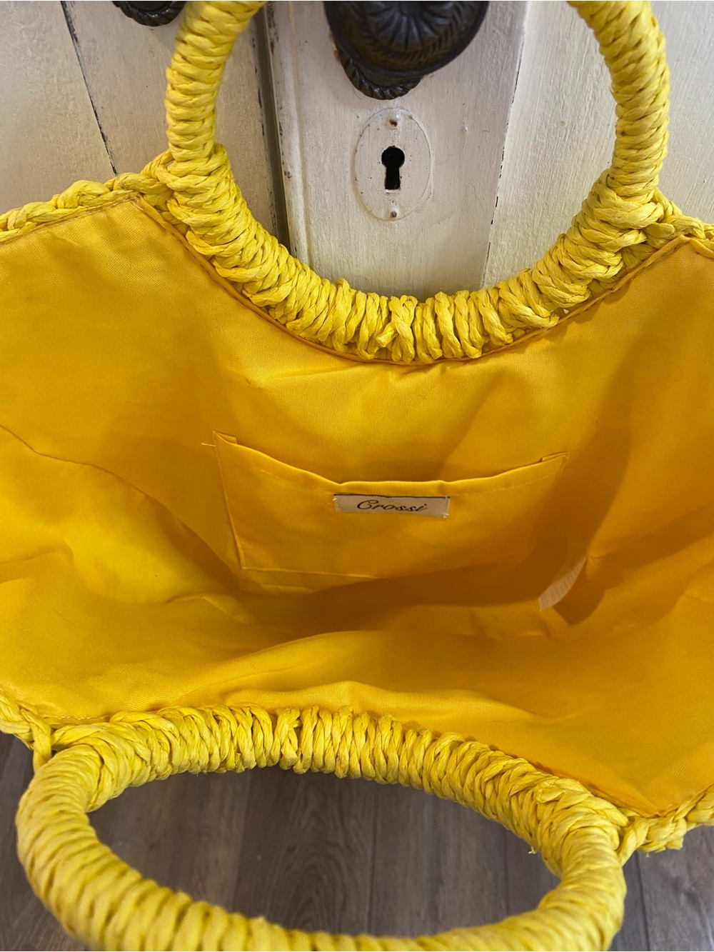 Sunny Yellow Woven Round-Handle Tote Bag - Picture 2 of 3